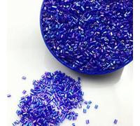 Cuentas espaciadoras de semillas checas vidrio | Multicolor AB Transparente 2x3mm Tubo 1000 piezas 16 gramos Fabricación de joyas: Collares DIY(Royal Blue11)