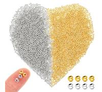 Cuentas espaciadoras redondas de 4 mm, 3000 cuentas espaciadoras plateadas y doradas, cuentas de joyería suaves, cuentas de oro sin costuras, cuentas sueltas para manualidades, pulseras, collares,