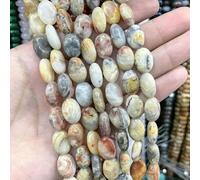 Cuentas espaciadoras sueltas de cristal de jade y ópalo de forma ovalada para hacer joyas, collares, pulseras, bricolaje, ágata negra, 8 x 10 mm, aproximadamente 18 piezas, ágata loca, 6 x 8 mm, apro