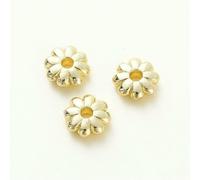Cuentas espaciadoras sueltas, Paquete de 10 cuentas calabaza con forma flor latón chapado en oro 18 quilates for joyería DIY(14K style2 5pcs)