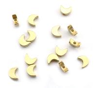 Cuentas espaciadoras Tegg, 50 unidades, cuentas sueltas de lat n con forma de luna dorada para hacer manualidades de joyer a.