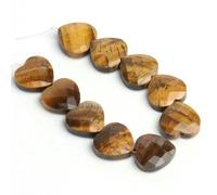 Cuentas facetadas de gran tamaño en forma de corazón de 15 x 15 mm, piedra natural, ojo de tigre, cuarzo, ópalo, sueltas para hacer joyas, accesorio para pulseras DIY - Ojo de tigre amarillo