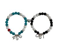 Cuentas hechas a mano con dije numérico para parejas y amigos, pareja, cadena de mano a juego para cumpleaños, regalo de joyería hecha a mano, talla única, como se describe