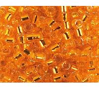 Cuentas japonesas cilindro Treasure plateado naranja 3,3mm.8/0 100gr.