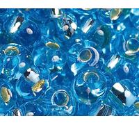 Cuentas japonesas magatama plateada azul 3mm. 100gr.