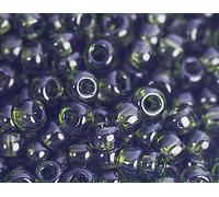 Cuentas japonesas rocalla transparente verde oliva 2,2mm.11/0 100gr.
