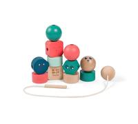 Cuentas Junior GA533-12 Grandes Perlas de Madera con 1 Cuerda, estimula la motricidad Fina, la Creatividad y la coordinación Ojo a Mano
