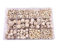 Cuentas Madera Redondas, Jicyor 956pcs Abalorios Madera Natural Cuentas Geométricas con Caja para Decoraciones Hechas a Mano Bricolaje Joyería Artesanal Haciendo(3 Formas)