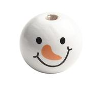 Cuentas navideñas de muñeco de nieve de 20 mm para bricolaje, manualidades de Navidad, hecho a mano, suministros de calendario de Adviento en blanco y negro, acabado de joyería de madera, decoración