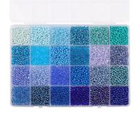 Cuentas para Hacer Joyas, Kit de 5200 Piezas de Cuentas de semilla de Vidrio de 3 mm, con Caja de Almacenamiento para Collares, Pulseras y proyectos de Manualidades (Blue)