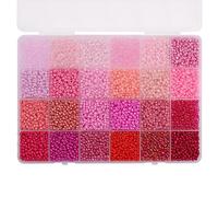 Cuentas para Hacer Joyas, Kit de 5200 Piezas de Cuentas de semilla de Vidrio de 3 mm, con Caja de Almacenamiento para Collares, Pulseras y proyectos de Manualidades (Red)