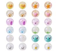 Cuentas redondas de 15 mm que brillan en la oscuridad a granel con patrón de patas, cuentas espaciadoras acrílicas luminosas para manualidades, pulseras, collares, llaveros, joyería, manualidades, 24