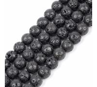 Cuentas redondas de ágata negra lisa de piedra natural para hacer joyas, perlas de ónix sueltas redondas de 4 6 8 10 12 mm, pulsera de bricolaje, collar, 37 cm, lava negra, 10 mm, aprox. 37 unidades