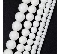 Cuentas redondas de ágata negra lisa de piedra natural para hacer joyas, perlas sueltas de ónix, 4 6 8 10 12 mm, pulsera DIY, collar, 15 pulgadas, blanco liso, 6 mm, aprox. 61 unidades