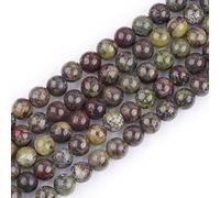 Cuentas redondas de color verde oscuro natural de 4 mm de grado A con jaspe de sangre de dragón y jaspe de sangre semipreciosa para bisutería, 38 cm, 4 mm verde oscuro., 4 mm