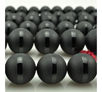Cuentas redondas de piedra natural de 6 mm, ónix negro mate, línea negra, cuentas de ágata, para hacer joyas, collares, pulseras