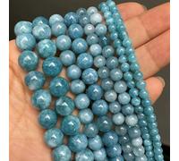 Cuentas redondas de piedra natural turquesa azul, ágata, ojo de tigre, lapislázuli y amazonita para hacer joyas, accesorios para pulseras DIY - Calcedonia azul - 6 mm (aprox. 61 piezas)