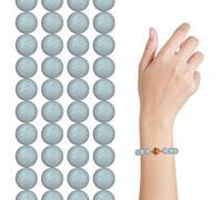 Cuentas redondas para pulsera, cuentas redondas, 46 unidades por juego, 0.315 in, naturales, genuinas, sueltas, para pulseras, gemas de color azul claro, piedra energética de cristal para pulseras, f