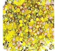 Cuentas redondas redondas de 2 mm, 4 mm, 6 mm, 8 mm, cuentas de cristal facetadas, cuentas redondas espaciadoras sueltas para hacer joyas (2 mm, 170 unidades, amarillo multicolor)