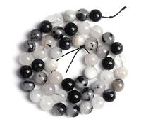 Cuentas redondas sueltas de cuarzo negro de cristal natural de 4/6/8/10 mm, cuentas rutilladas para hacer collares, pulseras, regalos, 15 pulgadas, 8 mm, 45 a 48 piezas