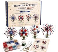 Cuentas Rojas Blancas Y Azules | Set De Flores Abalorios Hechas A Mano,Kit Para Hacer Ramos Con Abalorios - Para Adultos Aficionados Familias Mujeres Hombres Y Principiantes
