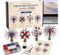 Cuentas Rojas Blancas Y Azules | Set De Flores Artesanales Rojas Blancas Azules Con Cuentas - Kit DIY Manualidades Patrióticas - Para Amantes Día De La Independencia Familias Mujeres Hombres Y