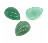 Cuentas sueltas con forma de gota de agua de 18 x 25 mm, piedra de cristal natural, parte trasera plana, espaciadores de camafeo para hacer joyas, colgantes, collares, aventurina verde, 5 unidades