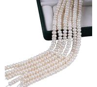 Cuentas sueltas de perlas cultivadas de agua dulce blancas naturales para hacer joyas, manualidades, 14 pulgadas, 1 hebra, piedra preciosa redonda lisa (10 mm)