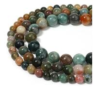 Cuentas sueltas redondas de ágata india lisa de piedra natural, tira de 15 pulgadas, 2, 3, 4, 6, 8, 10, 12 y 14 mm, para hacer joyas, pulseras, collares, ágata india, 14 mm (aprox. 28 unidades)