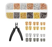 Cuentas y tubos de crimpado con alicates de crimpado para hacer joyas, suministros para pulseras, collares, pendientes, proyectos de llaveros para el hogar, cuentas de mujer