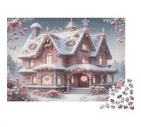 Cuento de Hadas Cottage Rompecabezas Imposible,desafío para Adultos Invierno Rosado 1000 Piezas Obra De Arte De Juego De para Adultos Y Niños A Partir De 12 Años 1000pcs (75x50cm)