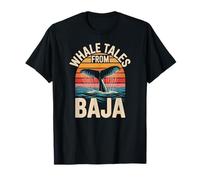 Cuentos de Ballenas Desde Baja Retro Ocean Sunset Vida Marina Mexicana Camiseta