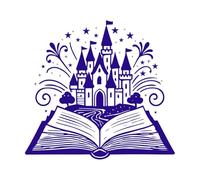 Cuentos míticos y arte de libros mágicos Calcomanías de pared de papel adhesivo 67.2x72.5cm No daña la superficie de la pared Azul oscuro