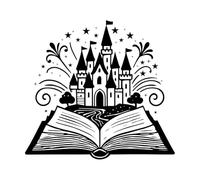 Cuentos míticos y arte de libros mágicos Calcomanías de pared de papel adhesivo 67.2x72.5cm Personalización personalizada Negro