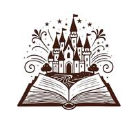 Cuentos míticos y arte de libros mágicos Pegatinas de tallado fino 42x45.3cm Vinilos para ventanas Café