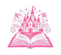 Cuentos míticos y arte de libros mágicos Pegatinas de tallado fino 67.2x72.5cm Decoración de tiendas Rosa