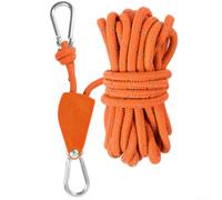 Cuerda ajustable de 5 m con gancho de polea para colgar en tienda de campaña y toldo, adecuada para camping, coche, mochila y saco de dormir (naranja)