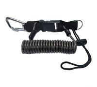 Cuerda antipérdida de acero inoxidable para cámaras y luces de buceo con extensión máxima de 130 cm y sistema de hebilla segura (negro)