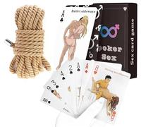 Cuerda BDSM de algodón 5 m + 54 tarjetas eróticas para parejas - set de bondage suave, juegos creativos y posiciones íntimas para adultos, diversión y conexión en pareja
