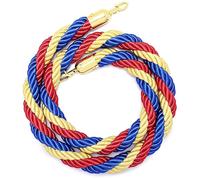 Cuerda con cable con ganchos de metal, barrera de seguridad trenzada para control de multitudes, 4 m, amarillo/azul, ideal para separadores de eventos y medidas de seguridad