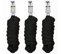 Cuerda con gancho de pánico para caballo, en diferentes diseños elegantes, correa de guía, cuerda de amarre, pony, burro, cabra (negro, negro)