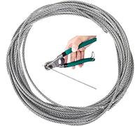 Cuerda de alambre con cortador, 1/8, cable, para cableado de escaleras, barandillas de cubiertas de bricolaje, cables para tendederos, resistencia a la rotura 7X7 368 libras/25 m/82 pies (15 m/49