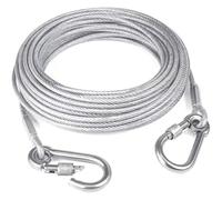 Cuerda de alambre de acero de 3 a 10 m, resistente correa de perro de doble cabeza, hebilla de metal para exteriores, collar de entrenamiento antioxidante