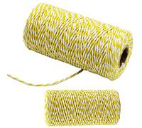 Cuerda de algodón de 100 m, color amarillo oscuro y blanco, cuerda de manualidades de 1,5 mm para manualidades, manualidades hechas a mano, tejer, colgar en la pared, jardinería y envolver regalos