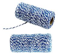 Cuerda de algodón de 100 m, color azul oscuro y blanco, cuerda de manualidades de 1,5 mm para manualidades, manualidades hechas a mano, tejer, colgar en la pared, jardinería y envolver regalos