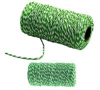 Cuerda de algodón de 100 m, color verde oscuro y blanco, cuerda de manualidades de 1,5 mm para manualidades, manualidades hechas a mano, tejer, colgar en la pared, jardinería y envolver regalos