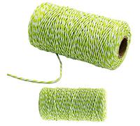 Cuerda de algodón de 100 m, color verde y blanco, cuerda de 1,5 mm, para manualidades, manualidades hechas a mano, tejer, colgar en la pared, jardinería y envolver regalos
