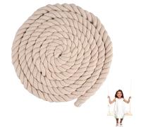 Cuerda de Algodón de 20 mm, 4 M Cuerda Trenzada Macramé, Recorte Libre Hilo Grueso de Algodón Trenzada de 3 Capas para Decoración, Manualidades Diy, Artesanía, Jardinería, Envoltura de Regalos (Beige)
