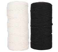 Cuerda de Algodón Natural 3mm, Hilo Trenzado, 2 Piezas, 100m, Resistente y Suave - Ideal para Nudos, Manualidades y Decoración