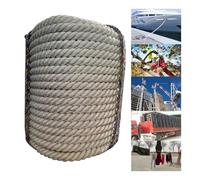 Cuerda de Amarre, 14 mm, 30 m, Trenzada, de Grado Marino, para muelles - Poliéster Impermeable, Tres Cabos, línea de Anclaje Multiusos de Alta Resistencia para Yates, Carga, tendederos y obr